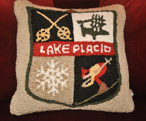 Ski Patch 18" Hooked Pillow